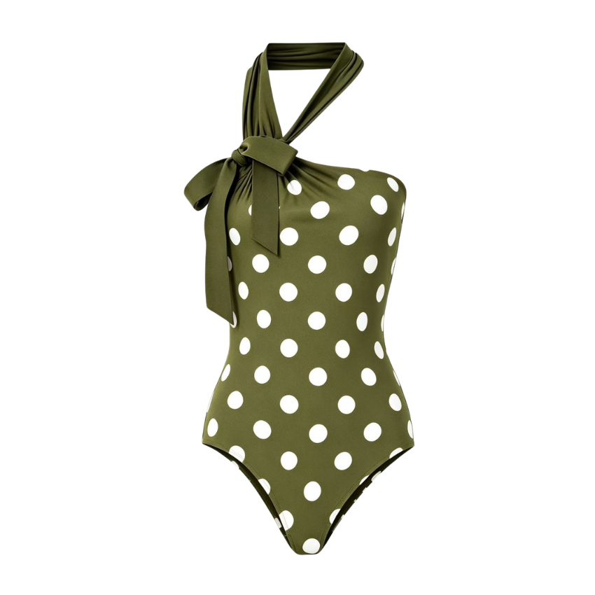 Olive Polka Halter Swimsuit Set(s)