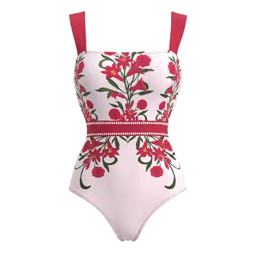 [Copy]Black Beige And Orange Floral Print Swimsuit Set(s)