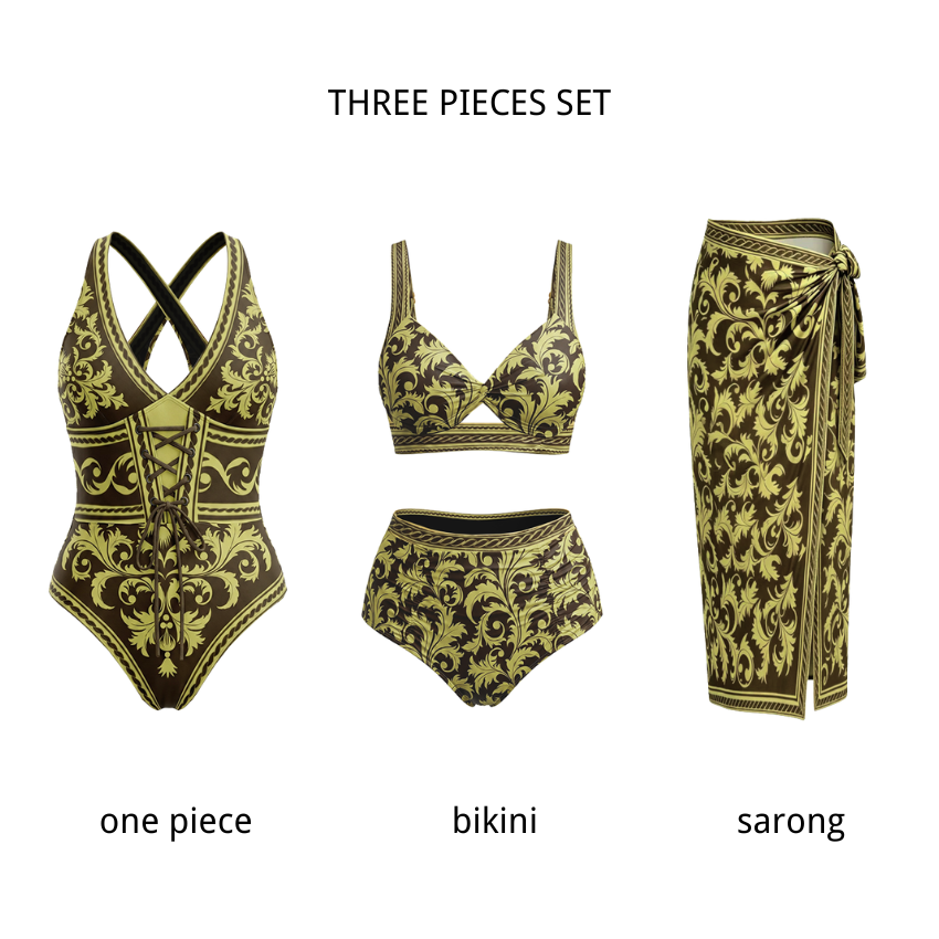 V-neckDrawstring Shaping Effect Swimsuit set(s)