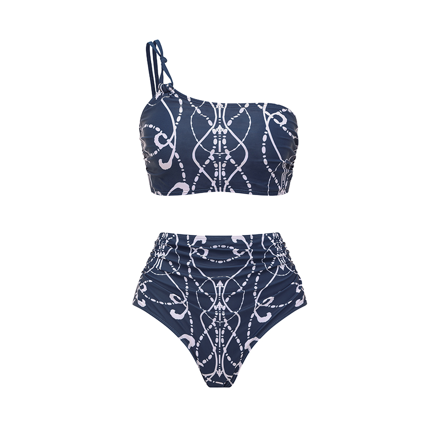 Tummy Control High Waist Blue Print Swimsuit Set(s)