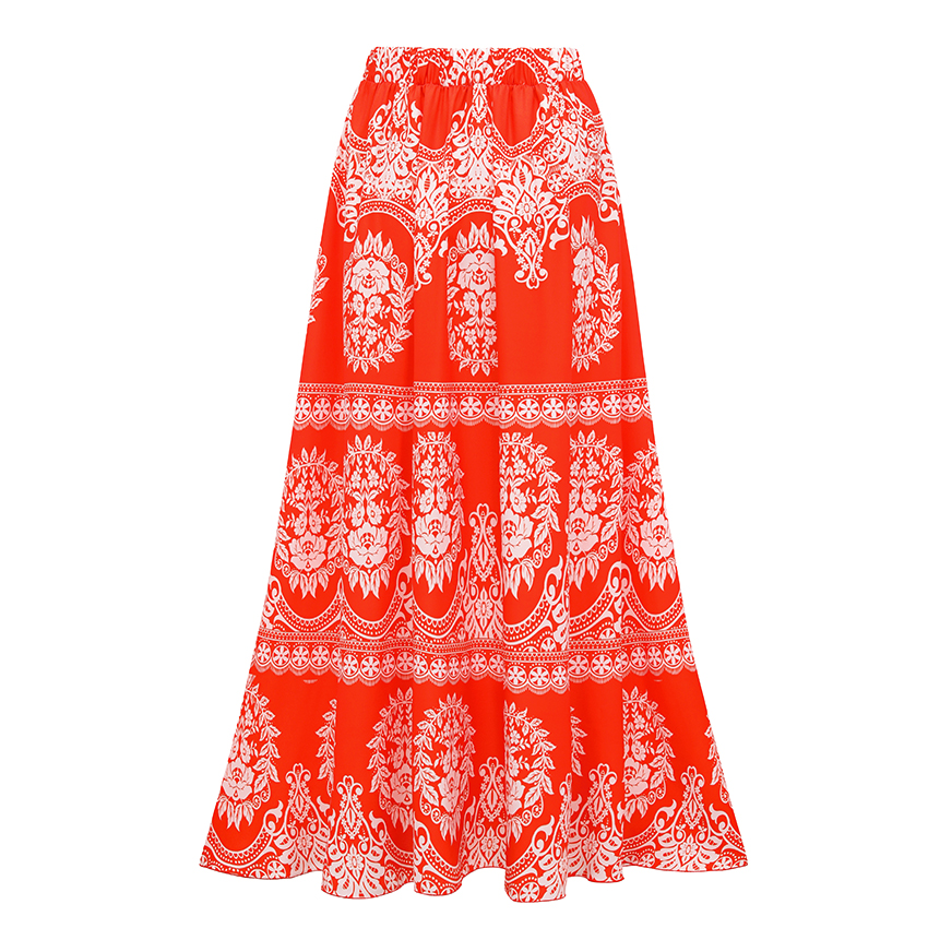 V Neck Bow-detailed Red Printed Swimsuit Set(s)