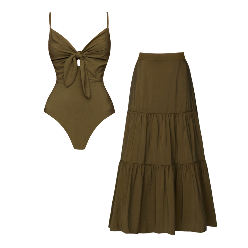 [Copy][Copy]V-neck O Ring Decoration Printed Swimsuit Set(s)