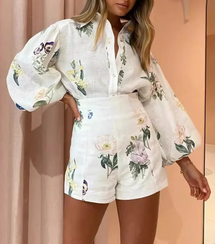 Vacation Printed Shirt and Shorts Set