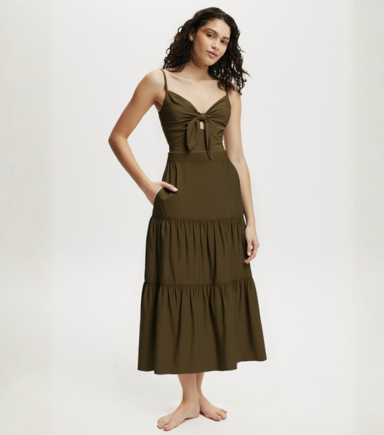 Seaweed Green Solid Color Hollow Out Swimsuit Set(s)