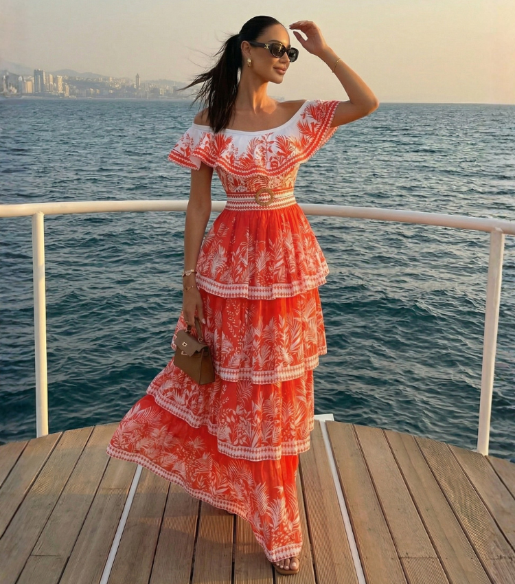 Tropic Flame Off-Shoulder Swimsuit Set(s)