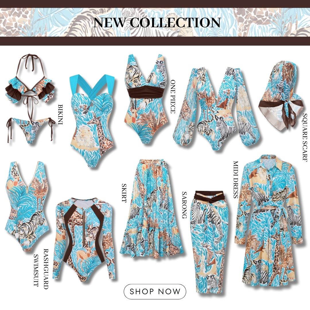 V Neck Animal Print Swimsuit Set(s)