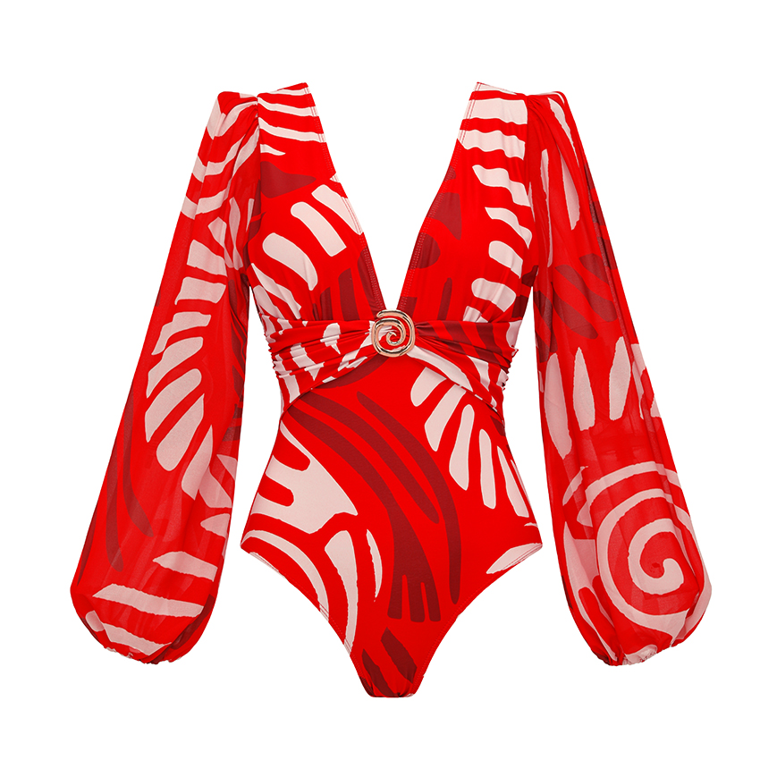 [Copy][Copy][Copy]One Shoulder Yellow Printed Swimsuit Set(s)