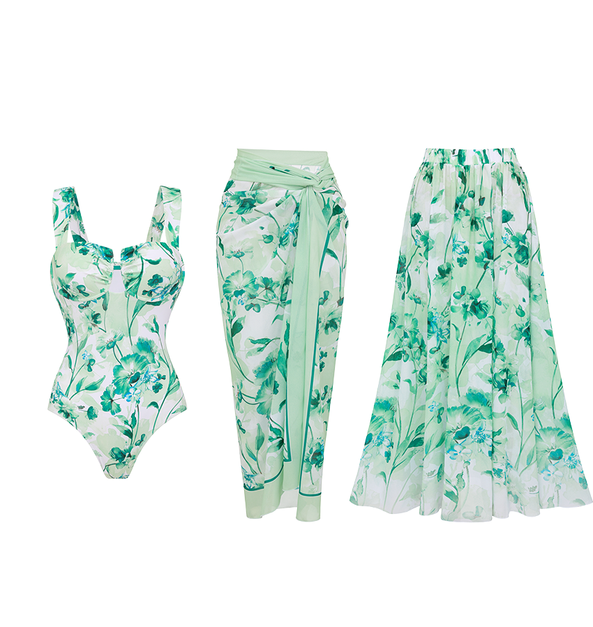 Green Loral Slim & Sculpt Swimsuit Set(s)