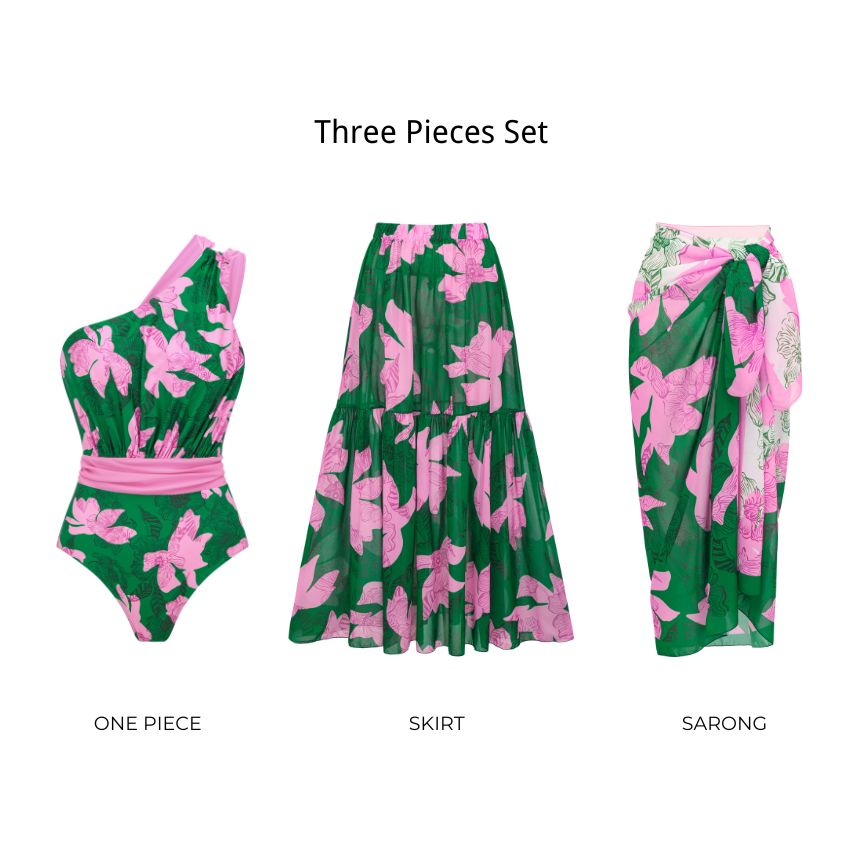 One Shoulder Printed Swimsuit Set(s)
