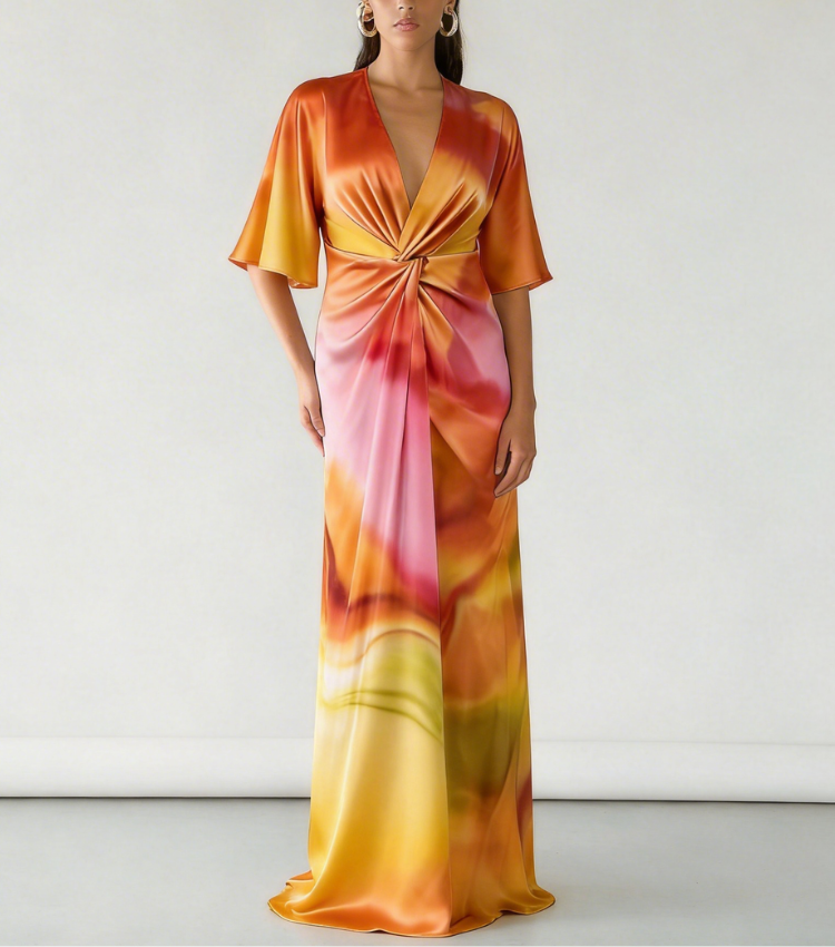 Aureate Blush Wrap Knot Dress