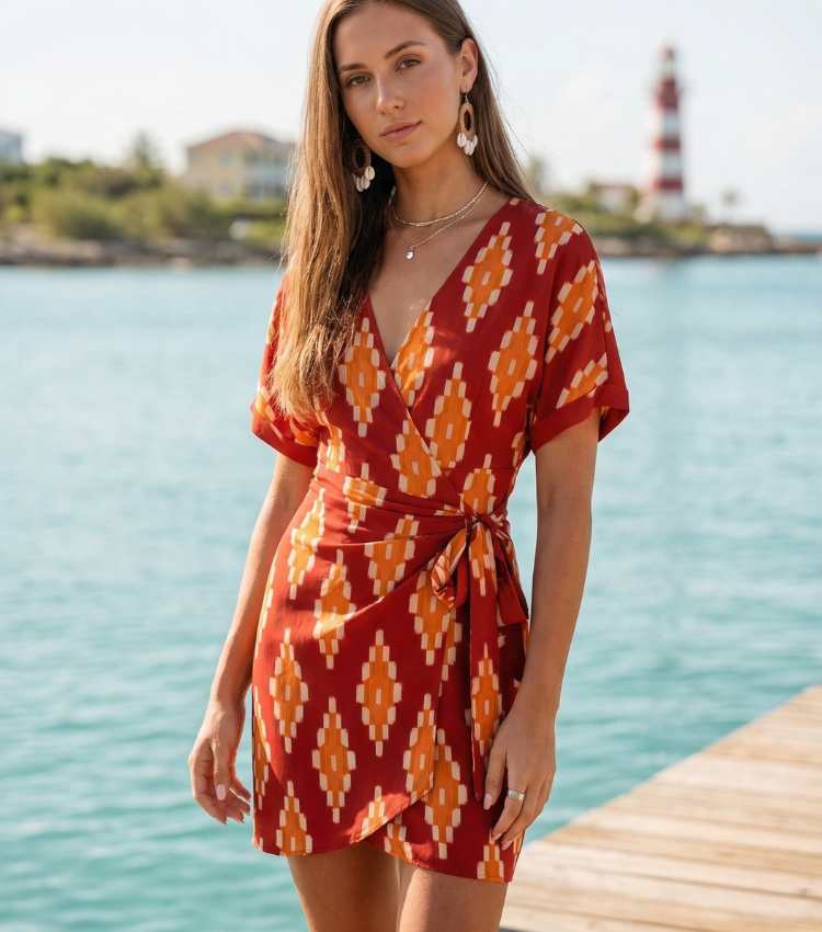 Stylish Bohemian-Style Geometric Print Dress