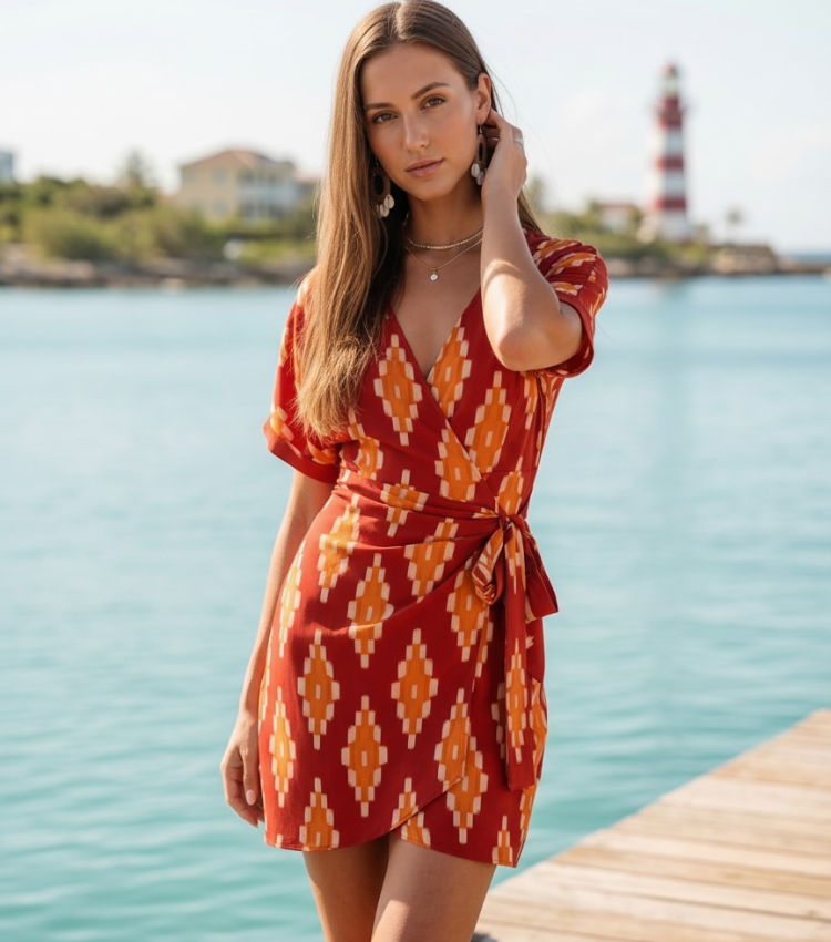 Stylish Bohemian-Style Geometric Print Dress