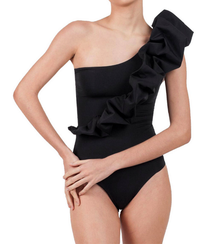 Elena Asymmetric One Piece Swimsuit and Sarong Flaxmaker