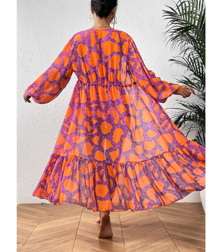 Starfish Printed Cutout One Piece Swimsuit and Cardigan