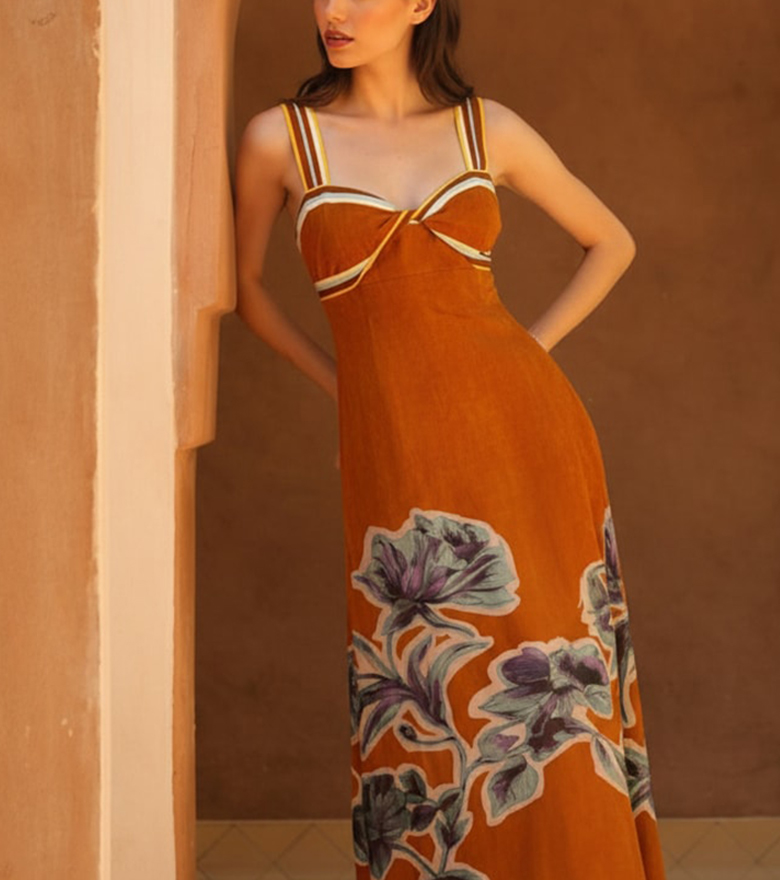 Placement Print Sleeveless Dress