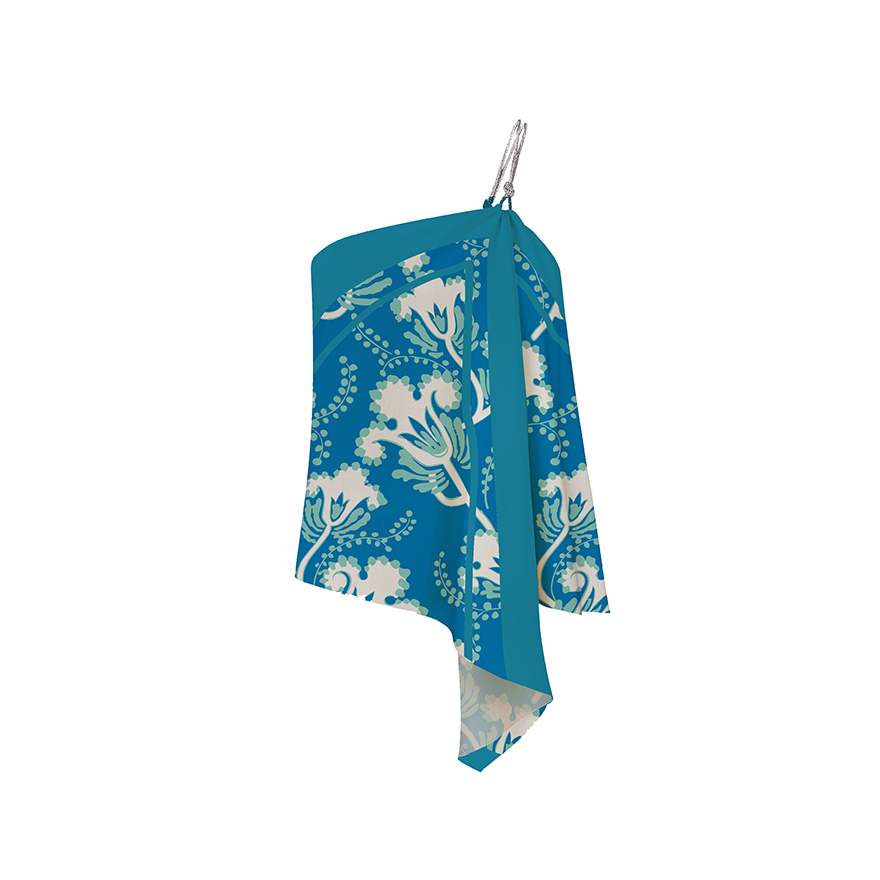 One-shoulder printed set