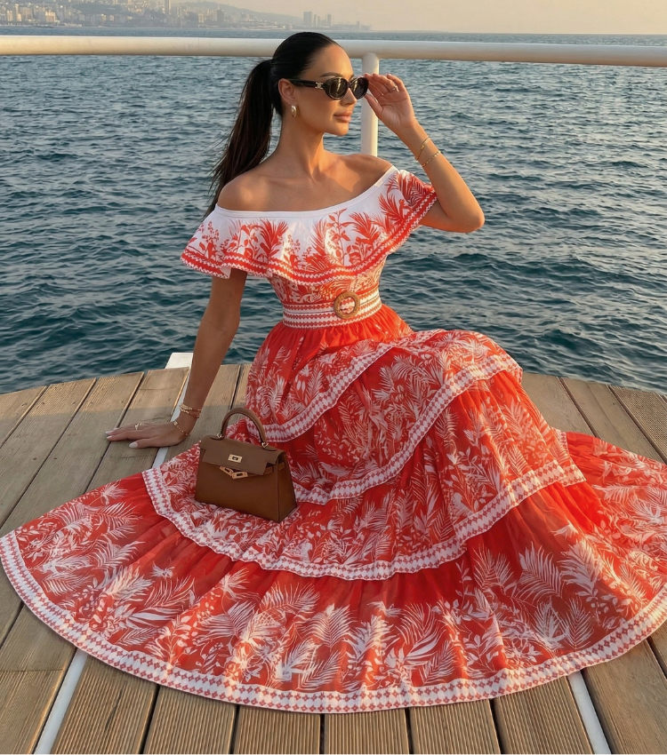 Tropic Flame Off-Shoulder Swimsuit Set(s)