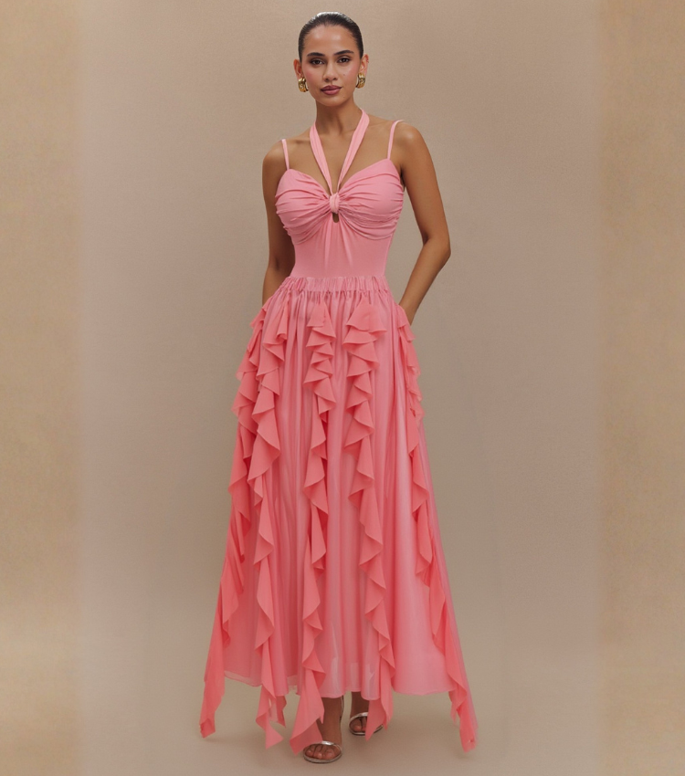 Rosy Brown Ruched 3D flowers Swimsuit Set(s)