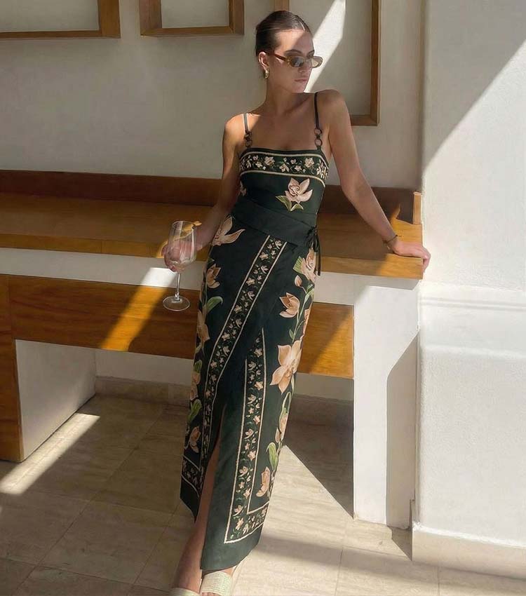 Flower Printed One Piece Swimsuit and Sarong