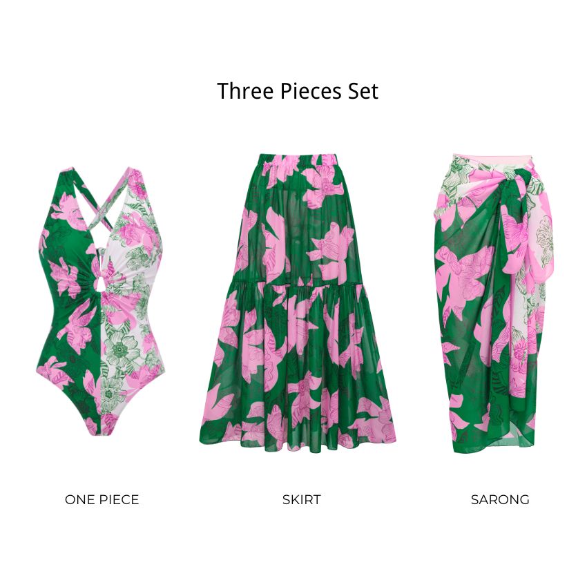 Color Block Printed Swimsuit Set(s)