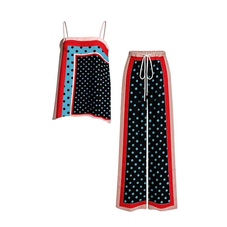 Spaghetti Strap Printed Two-Piece Set