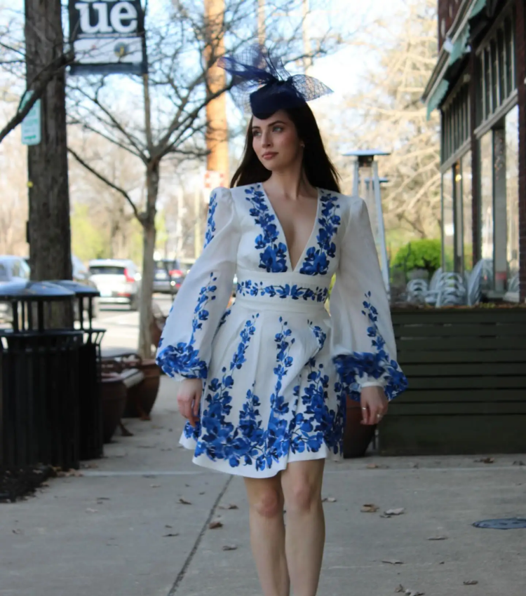 Printed Long Sleeve One Piece Swimsuit and Skirt