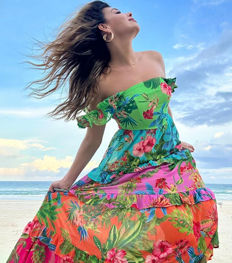 Sling Ruffle Printed One Piece Swimsuit and Skirt