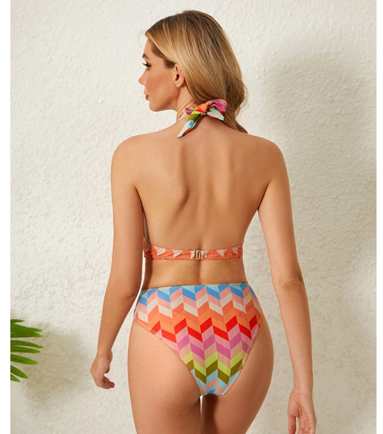 Halter Cut Out Printed One Piece Swimsuit and Sarong Flaxmaker