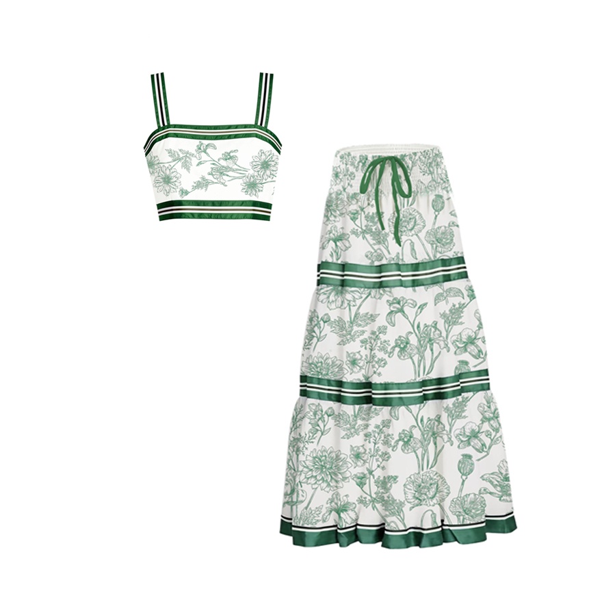 Printed Tank Top and Pencil Skirt Set