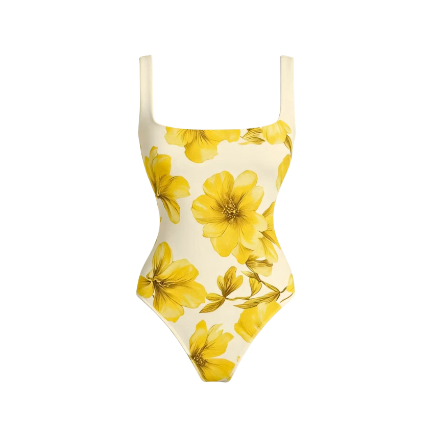 Yellow Floral Print Swimsuit Set(s)