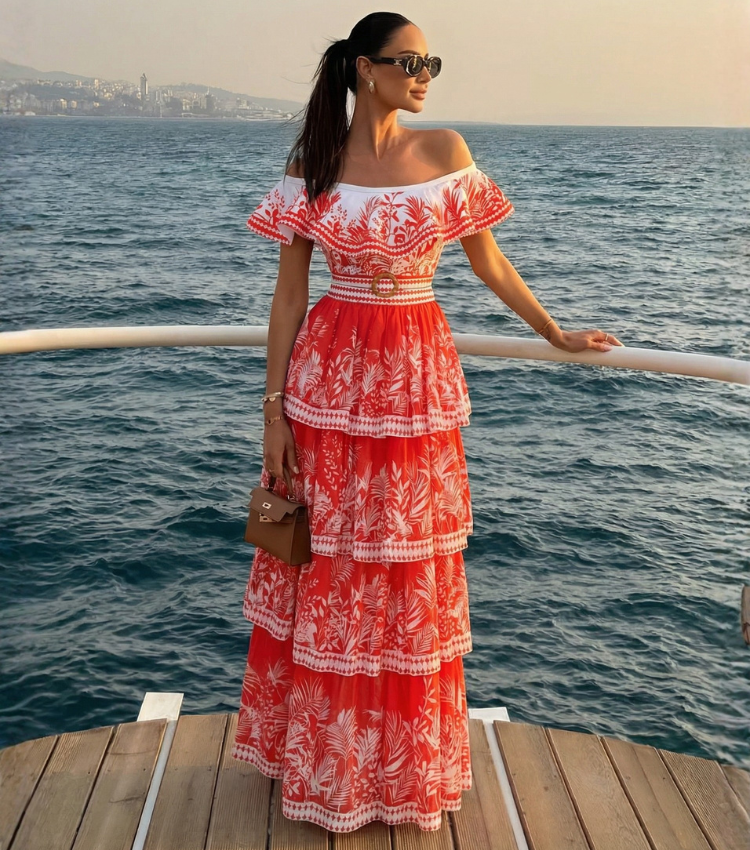 Tropic Flame Off-Shoulder Swimsuit Set(s)