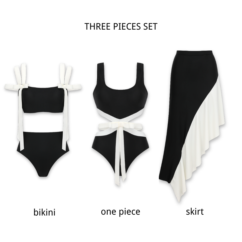 [Copy]Bow-detailed Paisley Print Swimsuit set(s)