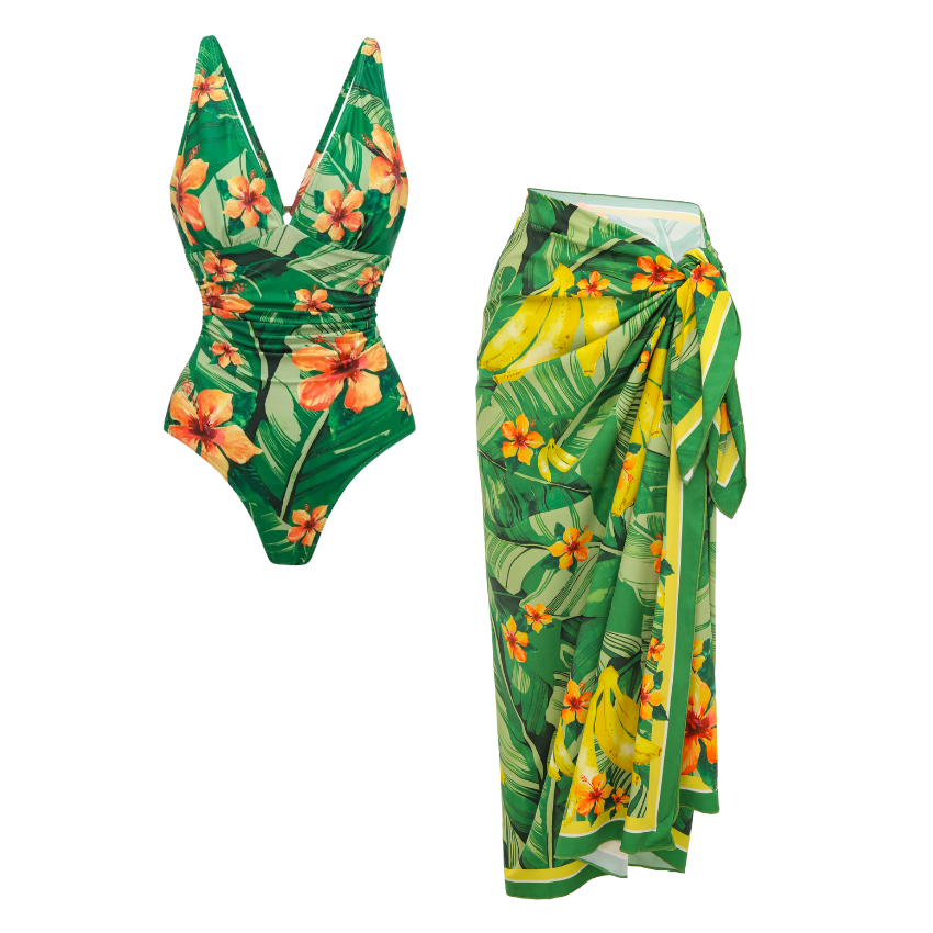 [Copy]3D leaf-patterned Print Swimsuit Set(s)