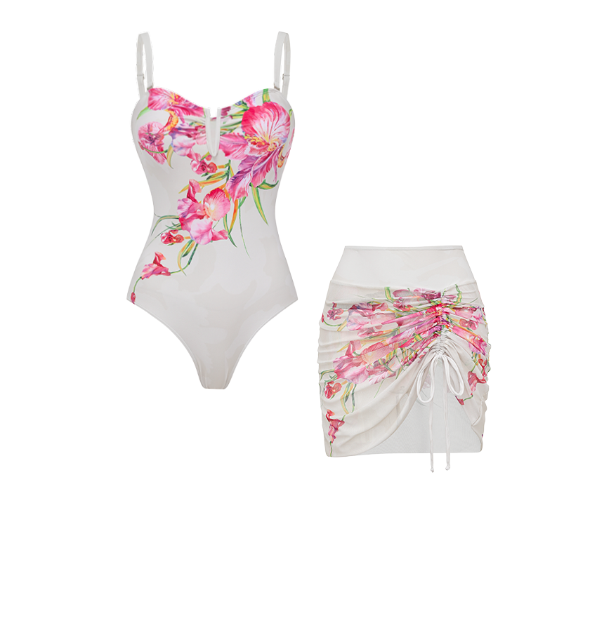 Hot Pink Flower Print Swimsuit Set(s)