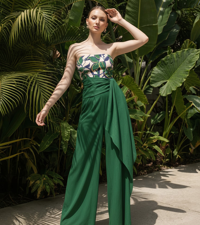 Printed Tube Top Jumpsuit