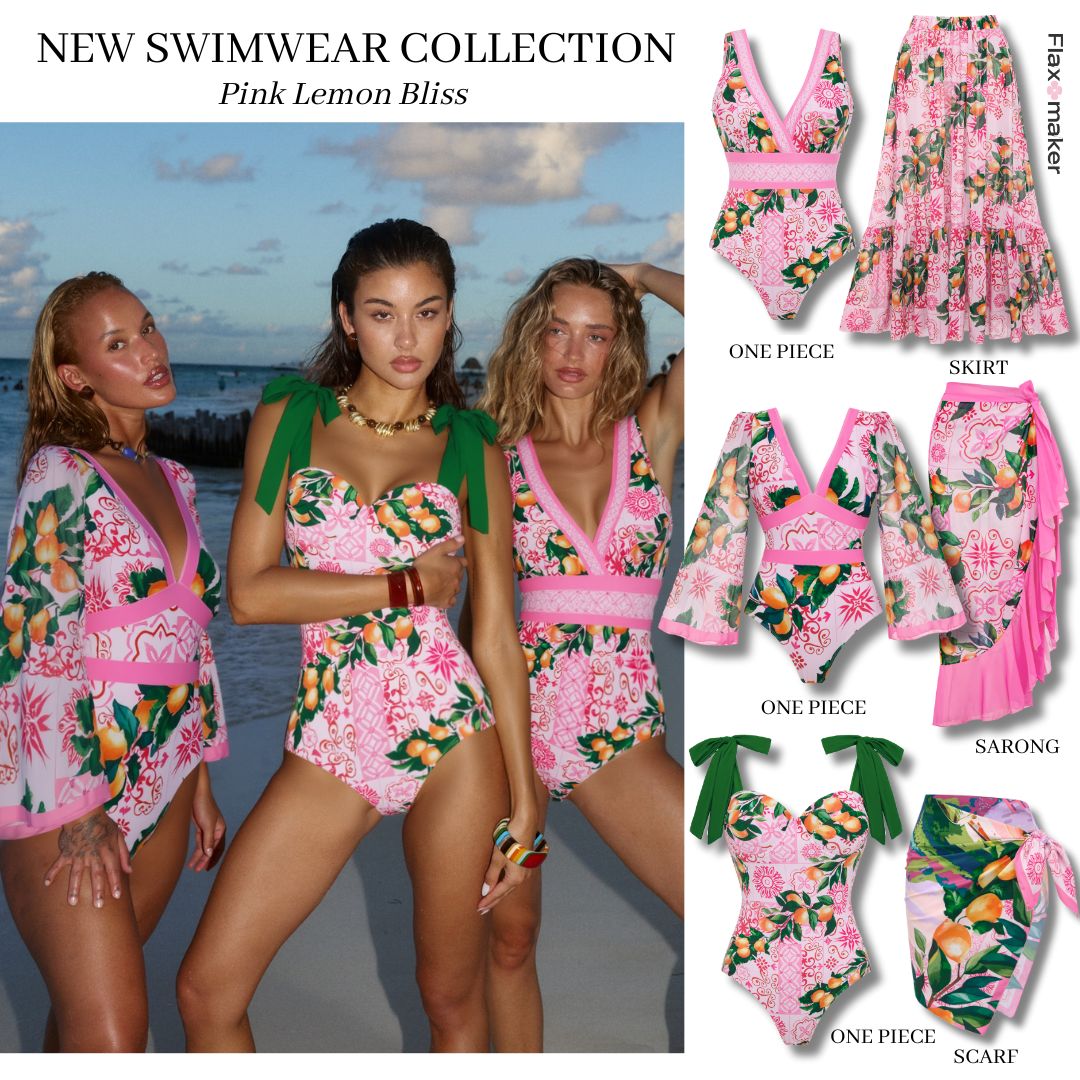 Bandage Bowknot Design Lemon Print Swimsuit Set(s)