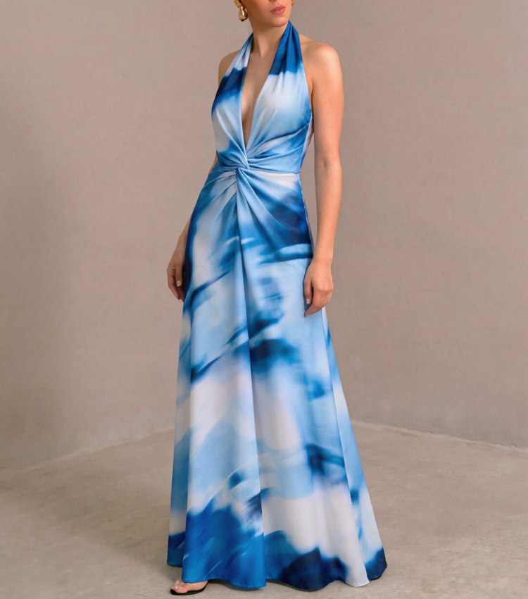 Tie-dye knotted maxi dress
