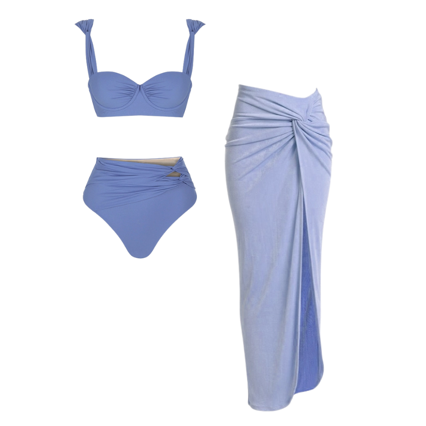 Push Up High Waist Bikini Swimsuit and Sarong Flaxmaker