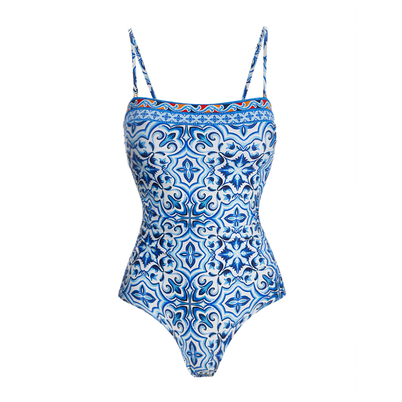 Printed One Piece Swimsuit and Sarong