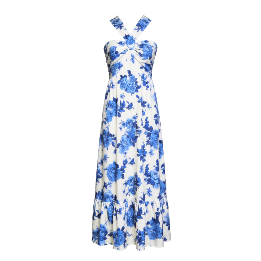 Blue Floral Wide Leg Pants Set