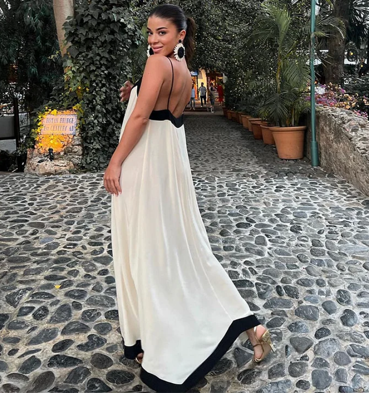 Casual Sling Color Block Dress