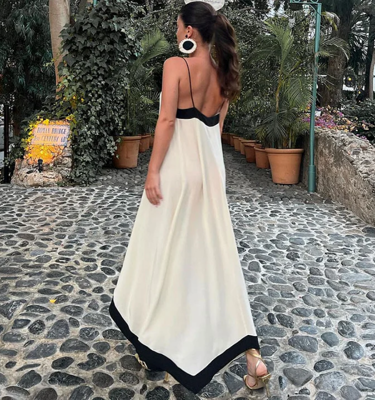 Casual Sling Color Block Dress