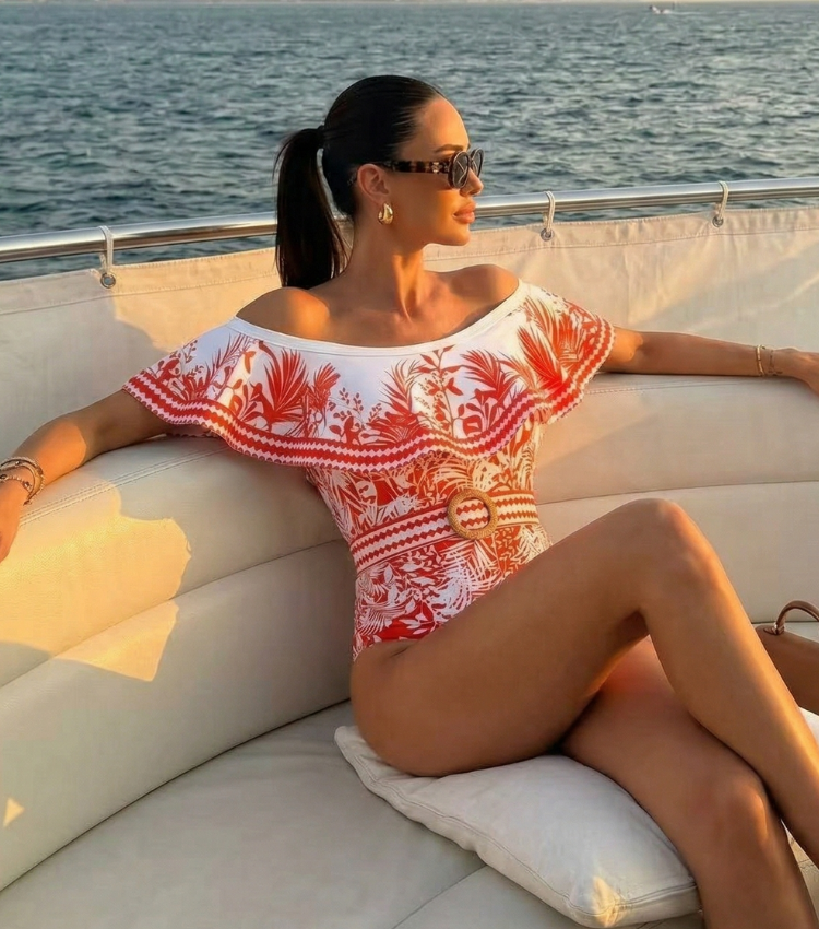 Tropic Flame Off-Shoulder Swimsuit Set(s)