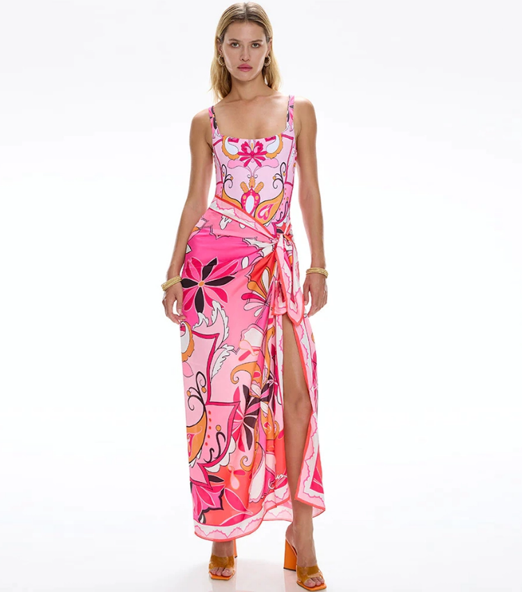 Printed One Piece Swimsuit and Sarong Flaxmaker