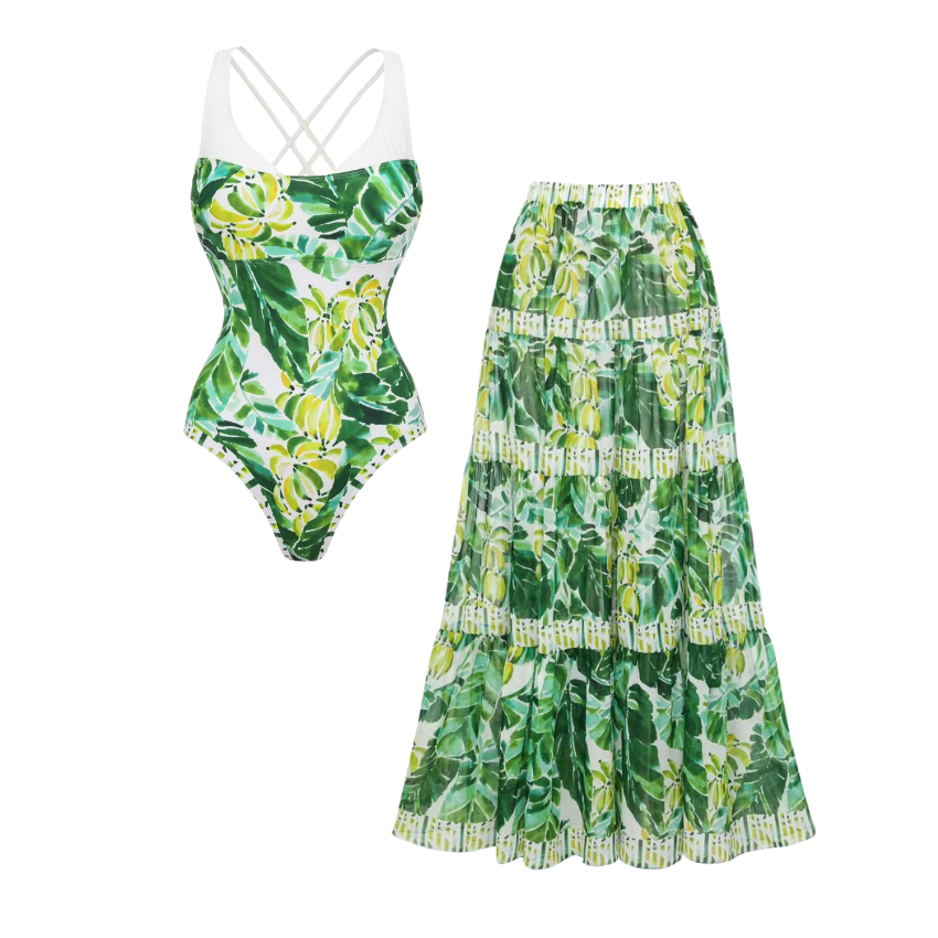 Green Banana Forest Print Swimsuit Set(s)