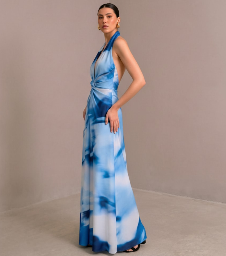 Tie-dye knotted maxi dress