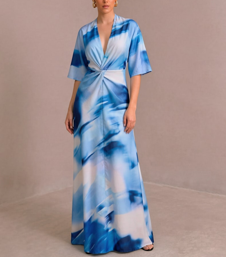 Tie-dye knotted maxi dress