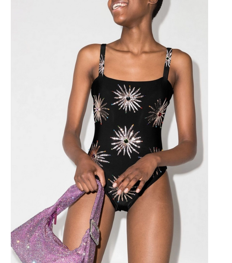 One Shoulder Printed Bikini Swimsuit and Sarong Flaxmaker