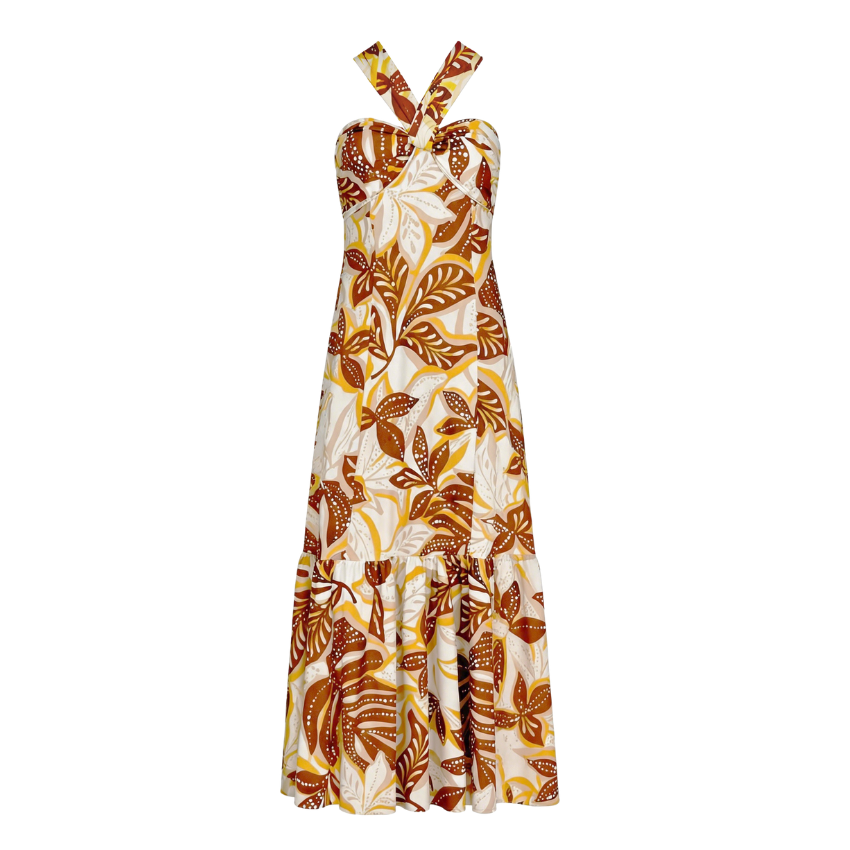 Floral Halter Tiered Maxi Dress