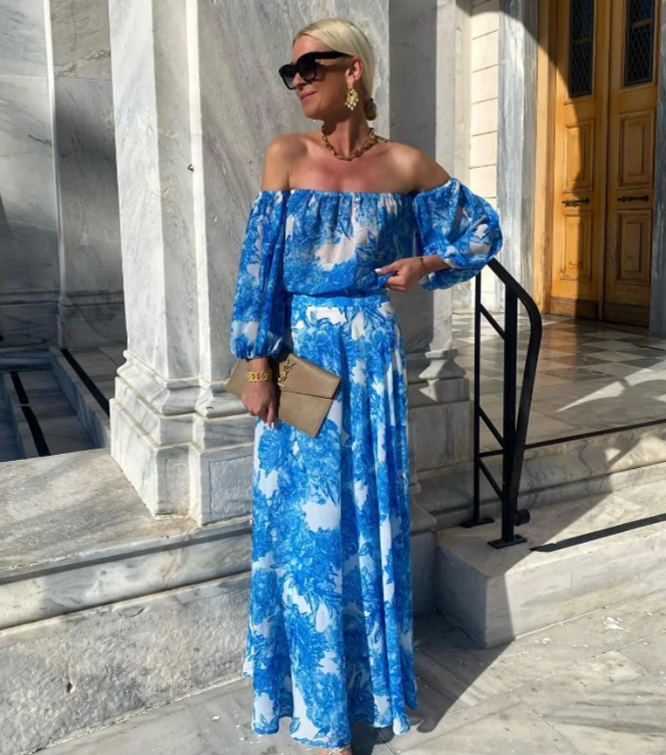 Oblique Shoulder Puff Sleeve Dress